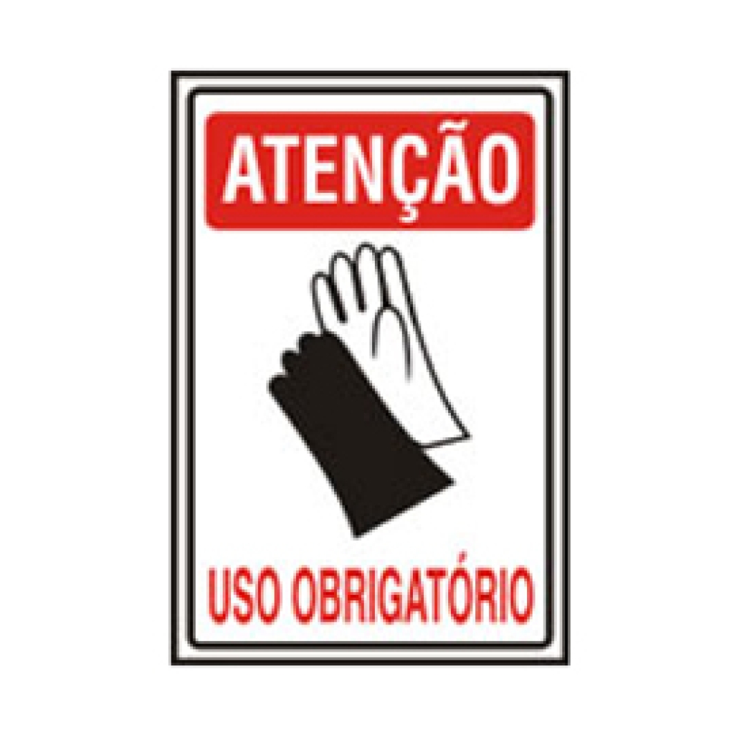 Placa De Sinalizacao Em Pvc Atencao Luvas Uso Obrigato South Safe